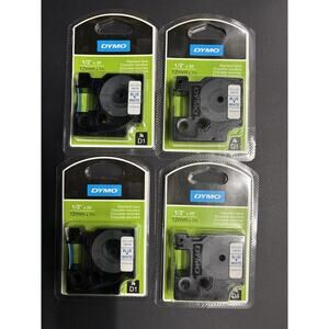 4 GENUINE Dymo D1 Standard Label 1/2in x 23ft (12mm X 7m), Blue on White 1858736